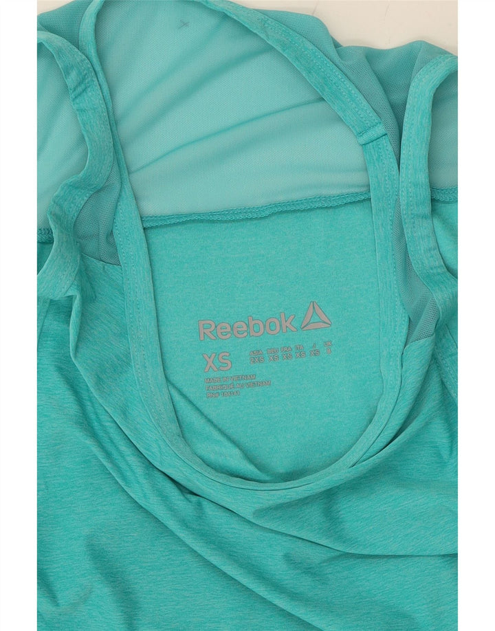 REEBOK Womens Vest Top UK 8 Small  Turquoise Polyester Vintage Reebok and Second-Hand Reebok from Messina Hembry 