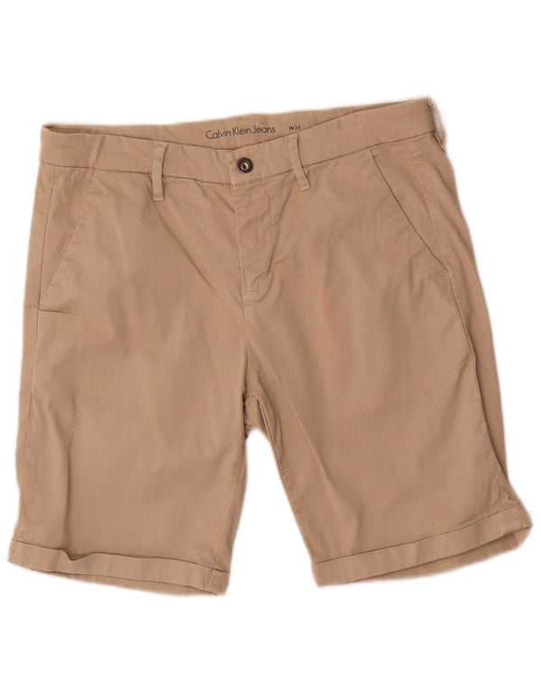 Calvin Klein Mens Chino Shorts W34 Grande Algodão Bege