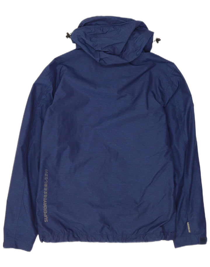 Superdry Mens Hooded Windbreaker Jacket UK 36 Small Navy Blue Polyester