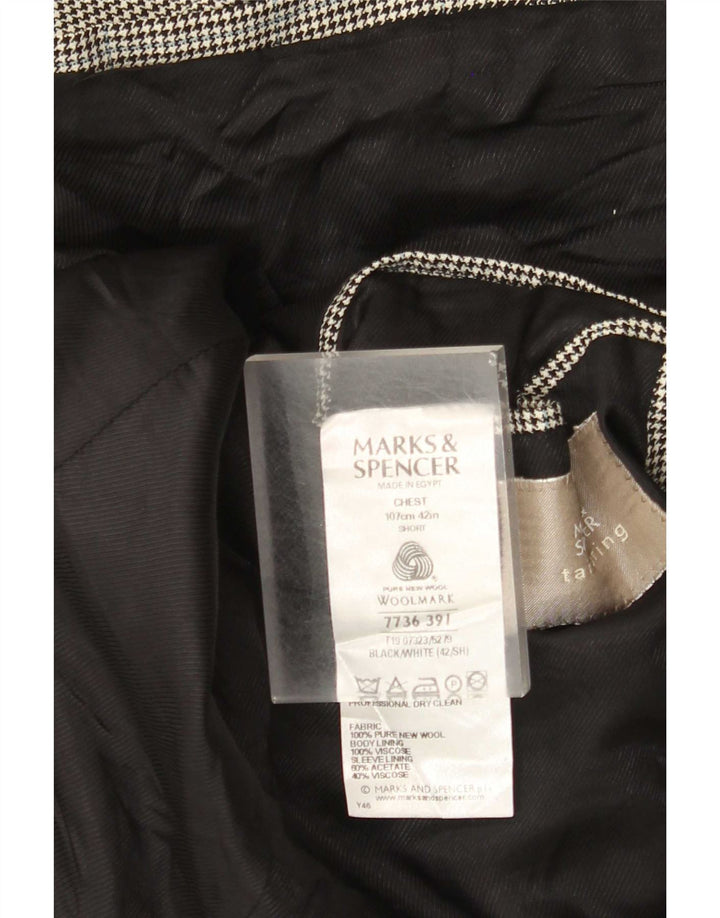Marks & Spencer Męska marynarka zapinana na 2 guziki UK 42, duża, czarna pepitka