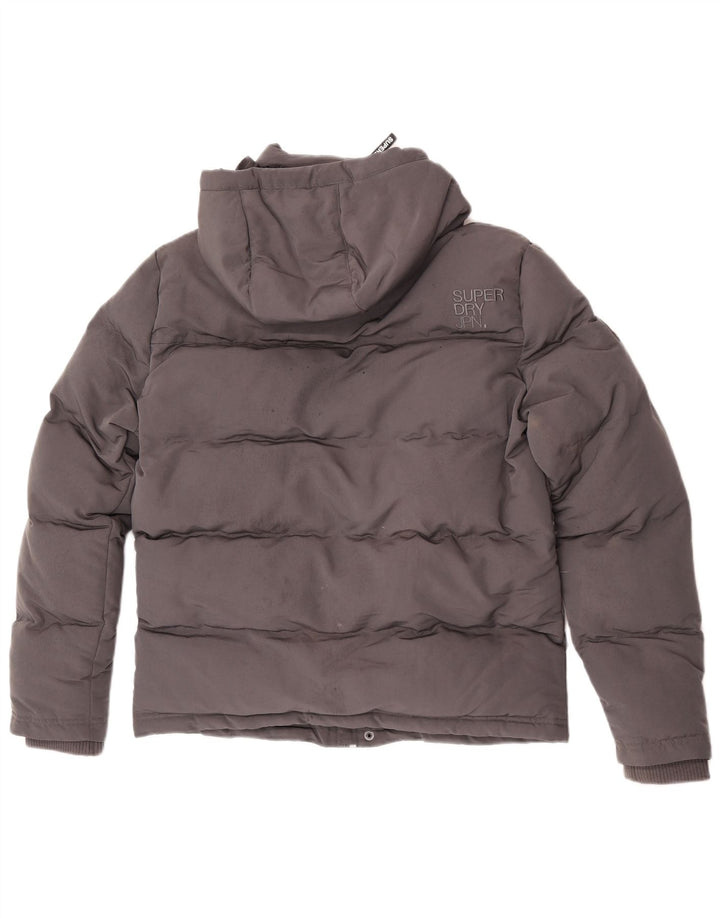 Superdry Herre grafisk polstret hættejakke UK 36 lille grå polyester