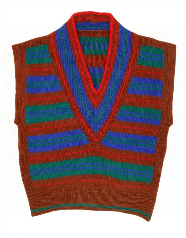 Vintage Womens Vest Tank Top UK 18 XL Multicoloured Striped