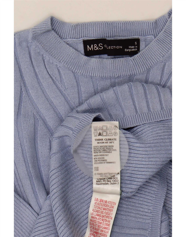 Marks & Spencer Womens Crew Neck Jumper Sweater UK 8 Small Blue