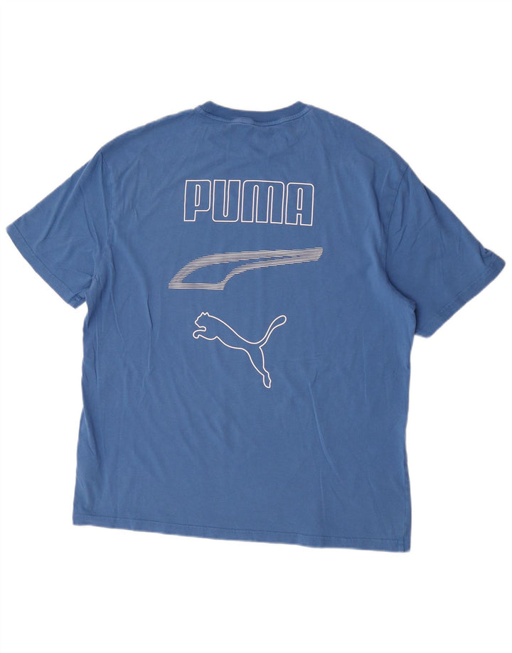 PUMA Mens Graphic T-Shirt Top Large Blue Cotton