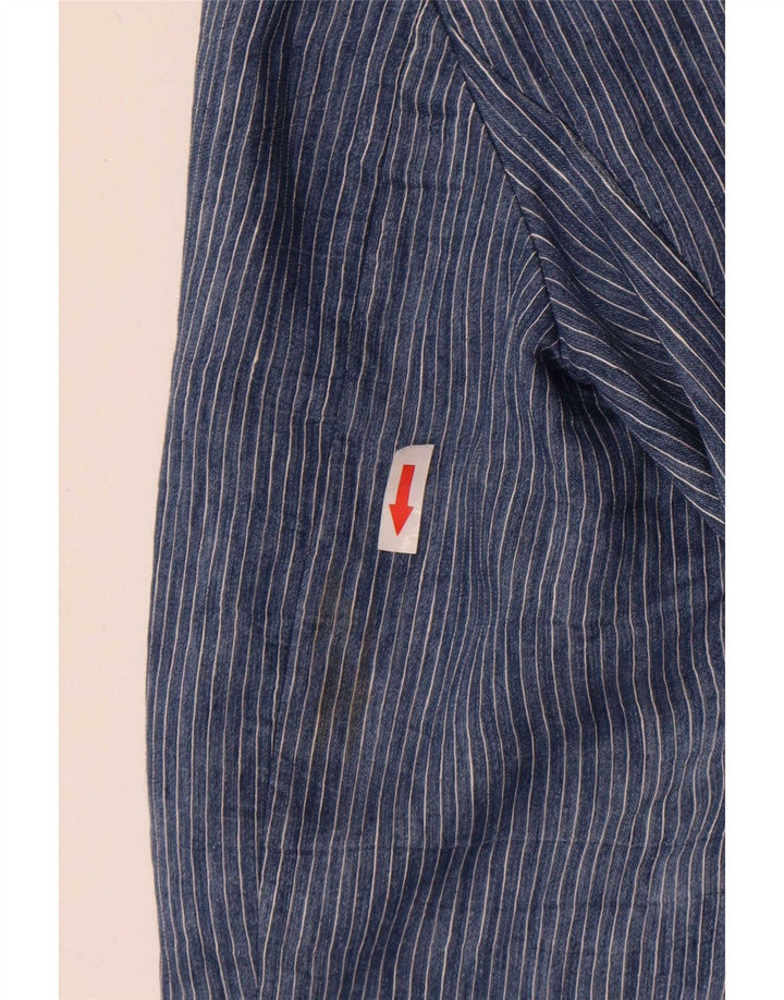 Zara Womens 1 Button Blazer Jacket UK 18 XL Blue Pinstripe Polyester