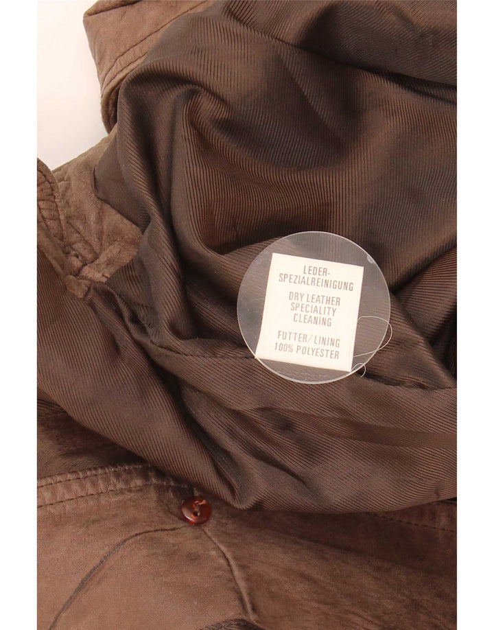 Vintage Mens Leather Waistcoat IT 58 2XL Brown