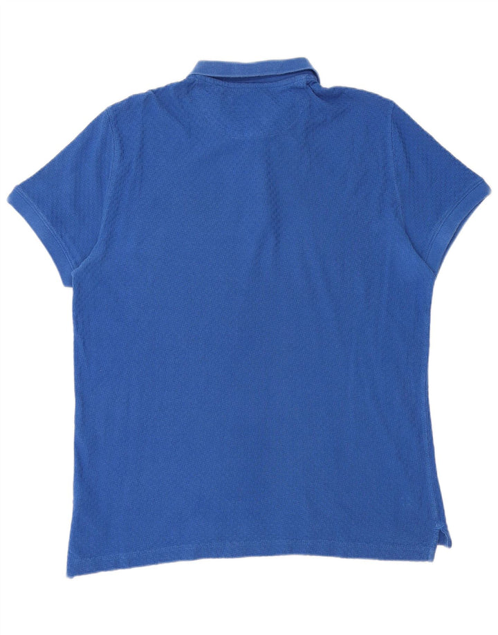 Massimo Dutti Mens Polo Shirt Large Blue Cotton