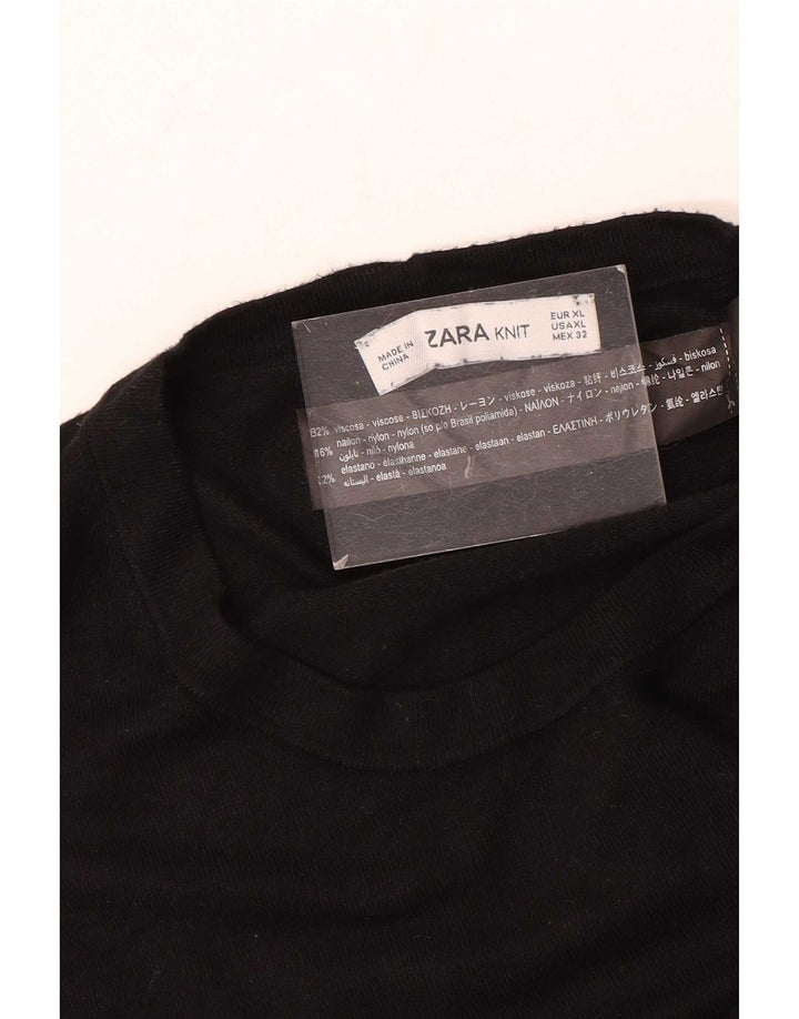 Zara Womens Crew Neck Jumper Sweater UK 14 Medium Black Viscose