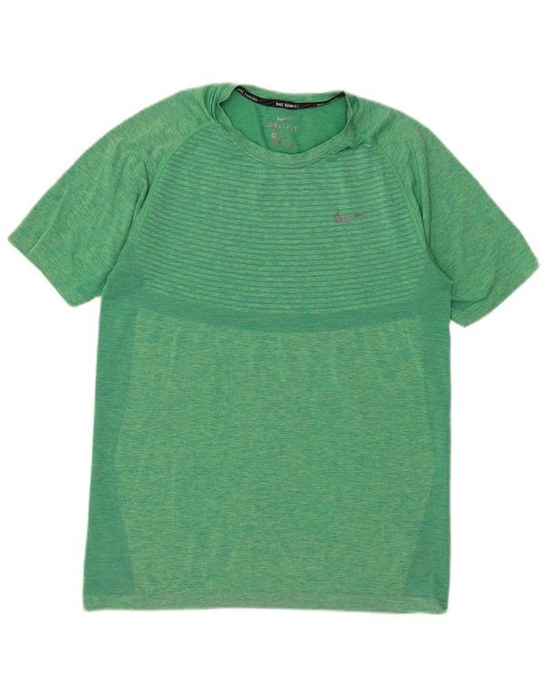 Nike Mens Dri Fit T-Shirt Top Medium Green Striped