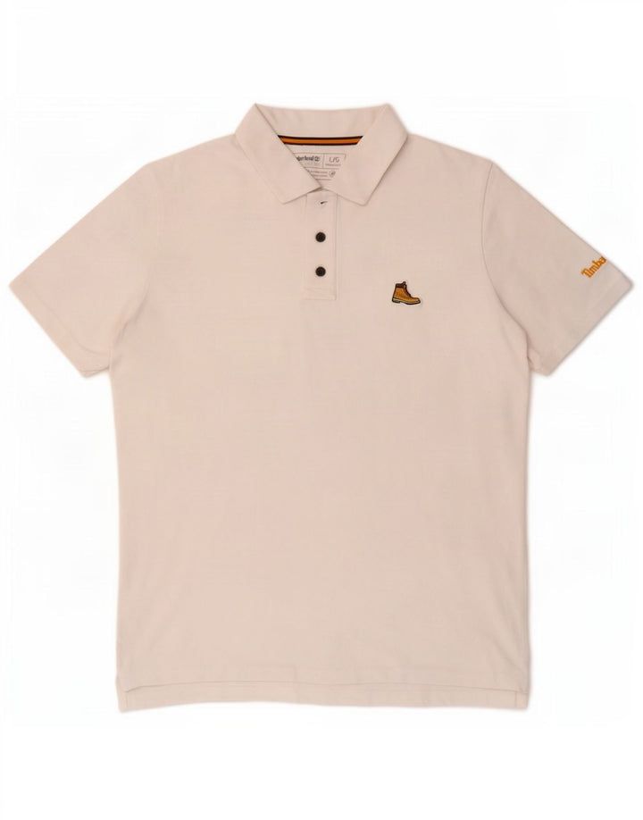 Timberland Mens Regular Fit Polo Shirt Large White Cotton