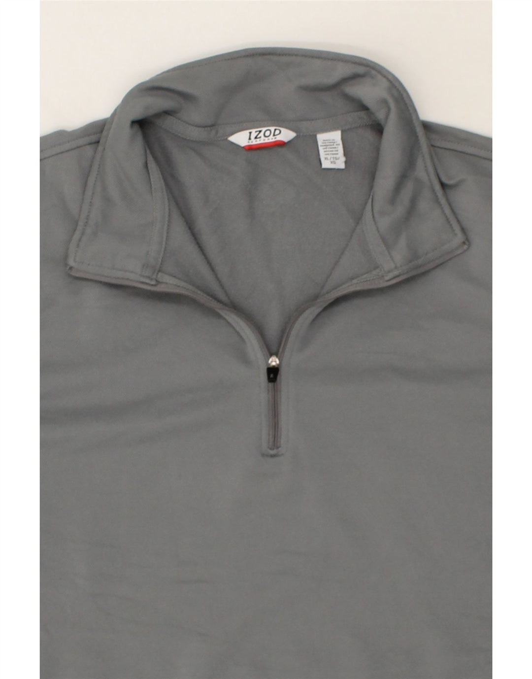 IZOD Mens Zip Neck Sweatshirt Jumper XL Grey Polyester Vintage Izod and Second-Hand Izod from Messina Hembry 