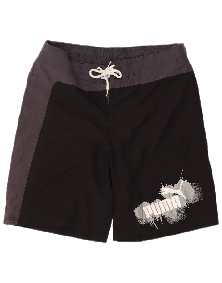 Puma Mens Graphic Swimming Shorts Large  Black Colourblock