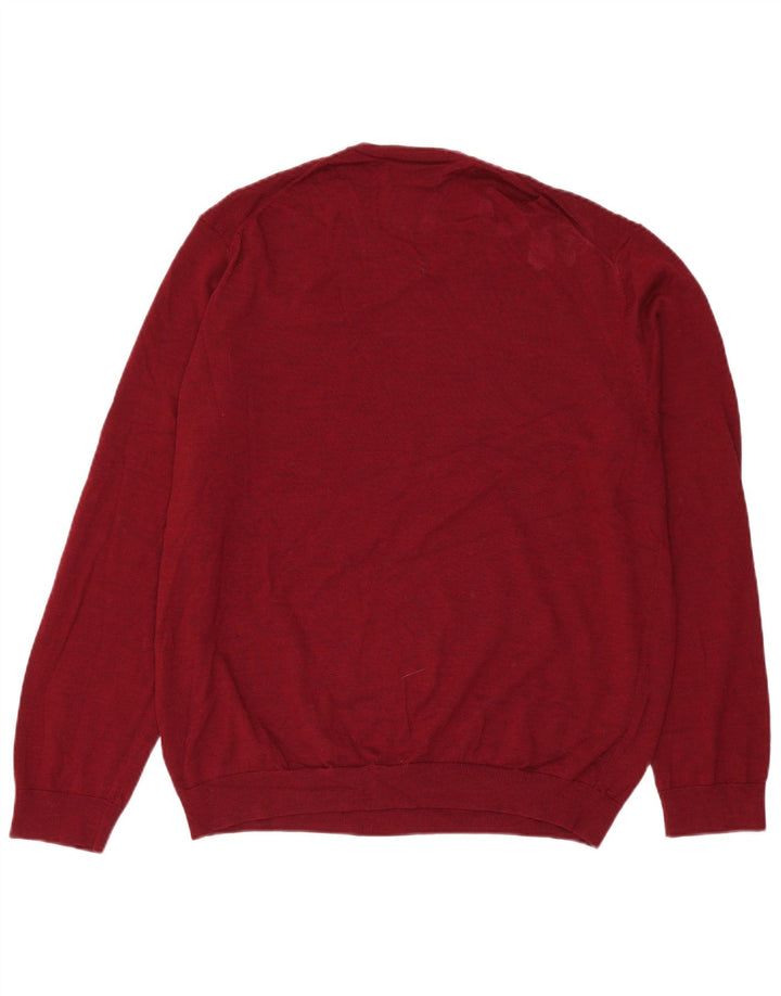 Marks & Spencer Mens Crew Neck Jumper Sweater XL Red Merino Wool