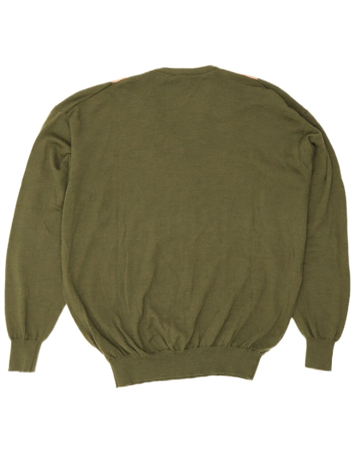 Novelli Mens V-Neck Jumper Sweater IT 58 2XL Khaki Argyle/Diamond