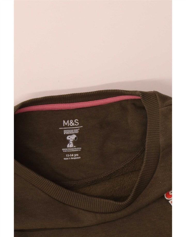 Marks & Spencer Girls Peanuts Sweatshirt Jumper 13-14 Years Khaki