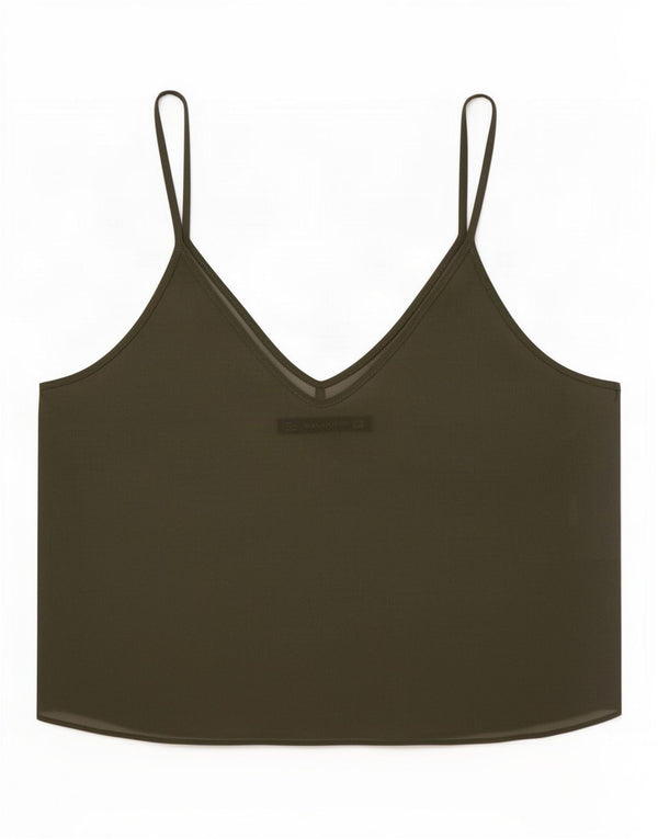 Top Crop See Through Zara pentru femei UK 12 Medium Khaki