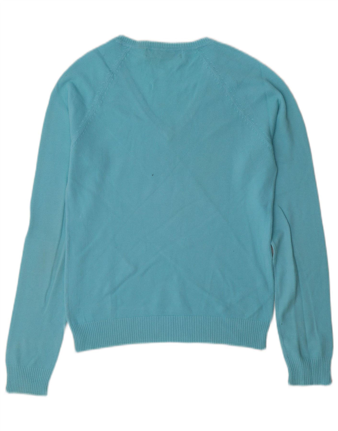 Zara Womens V-Neck Jumper Sweater UK 12 Medium Blue Cotton