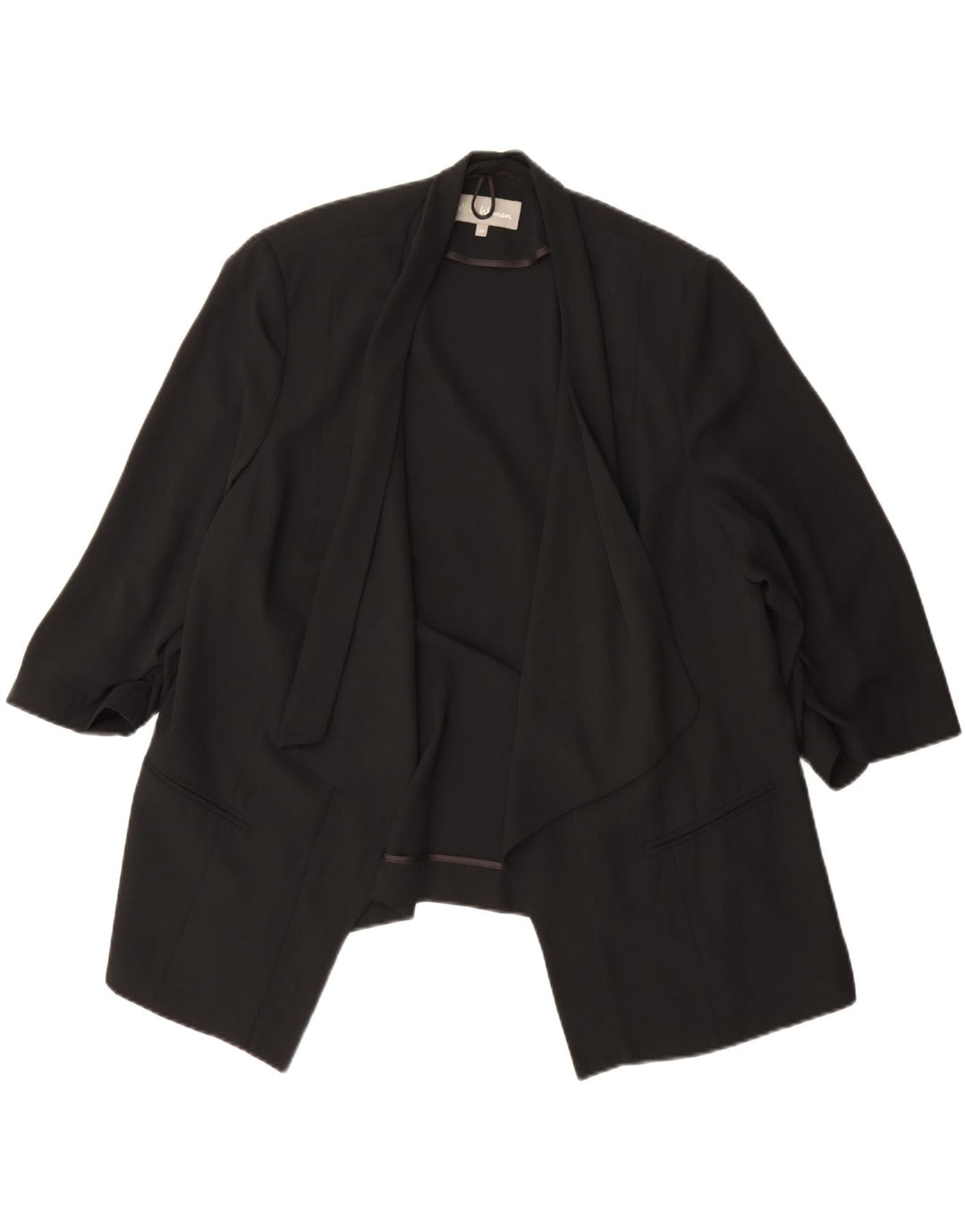 Marks & Spencer Womens 3/4 Sleeve Open Blazer Jacket UK 20 2XL  Black