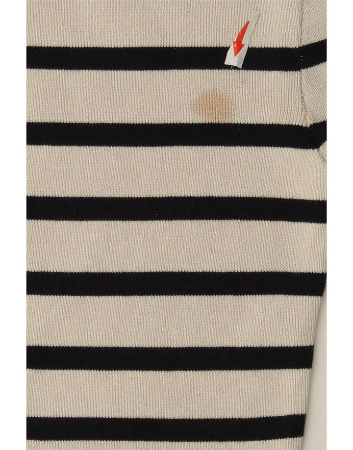 Zara Womens Crop Top UK 8 Small White Striped Viscose