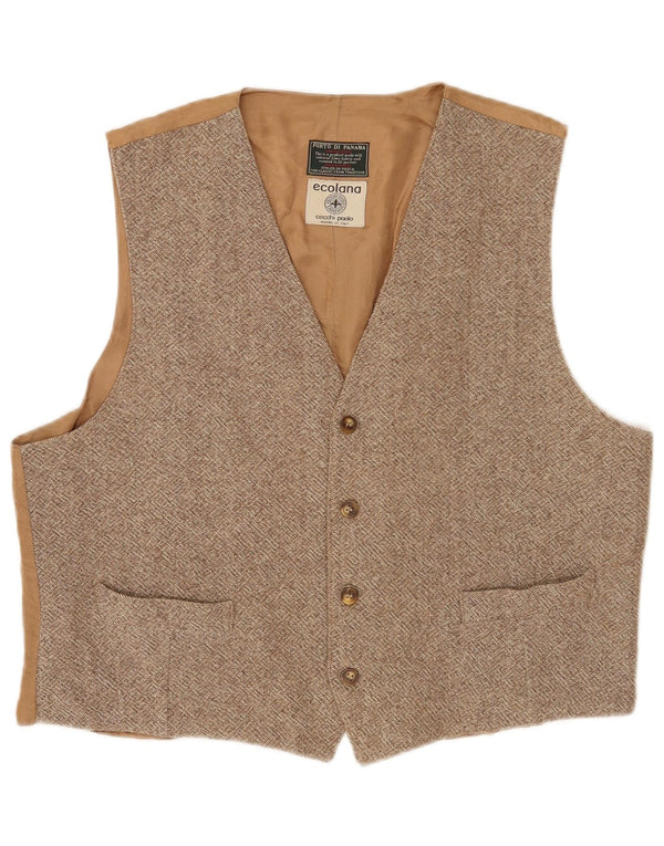 Porto Di Panama Herrenweste IT 54 XL Braune Wolle
