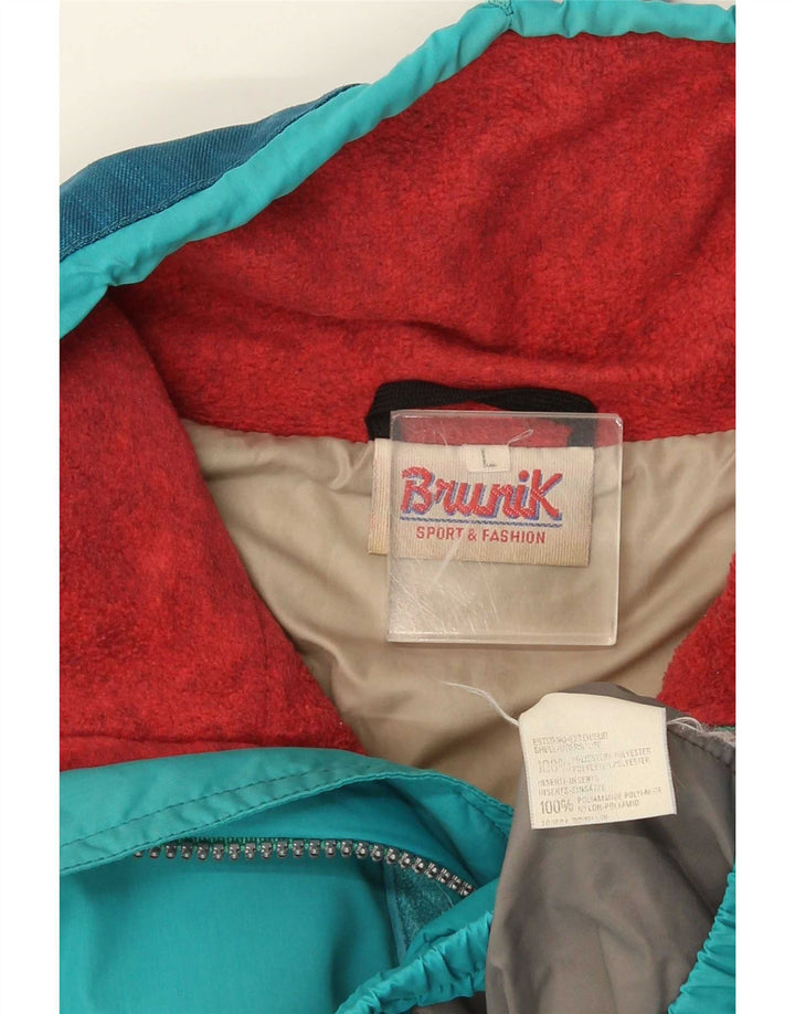 Brunik Mens Anorak Fleece Jacket UK 40 Large Blue Colourblock Polyester