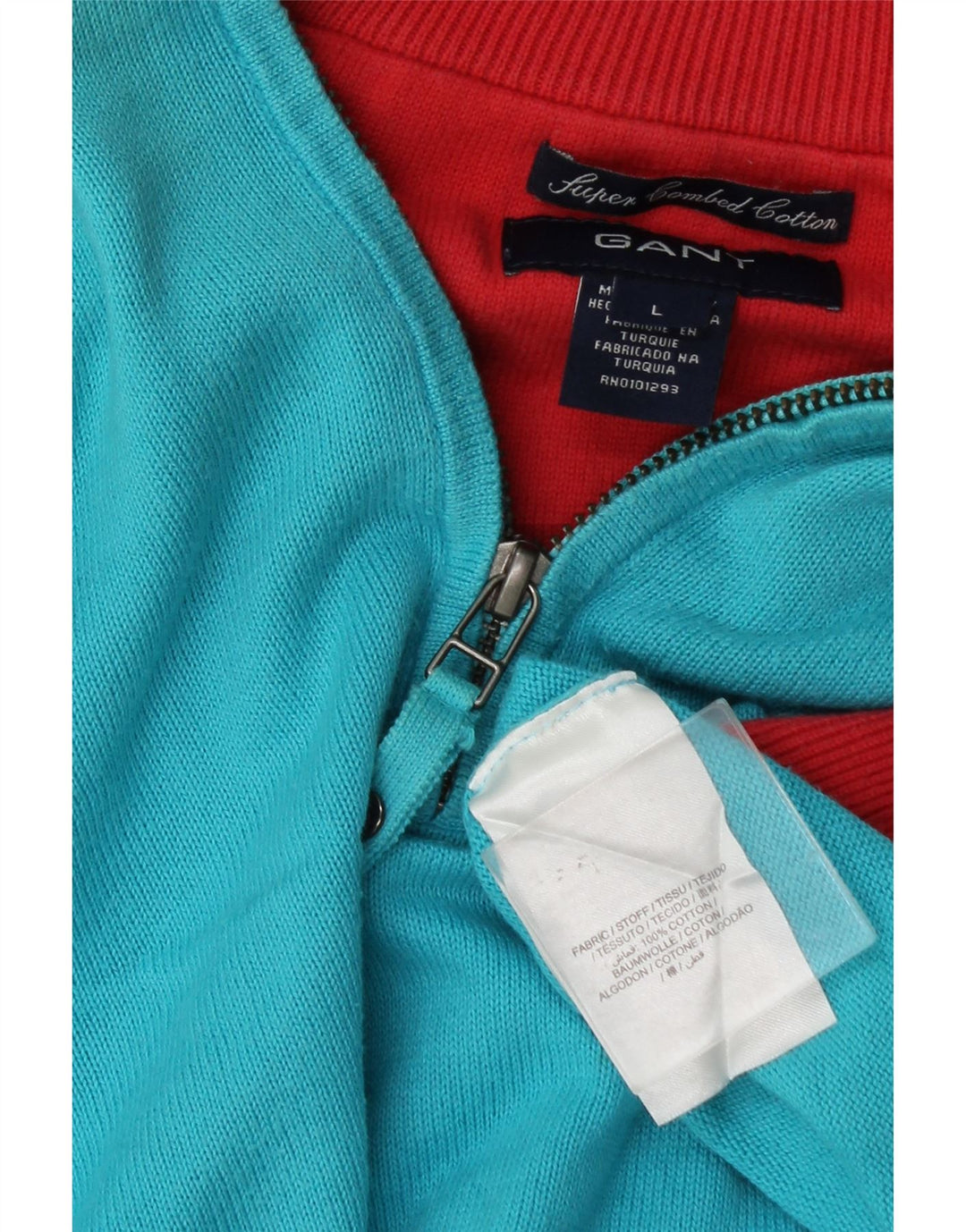 Gant Pull col zippé homme grand bleu coton