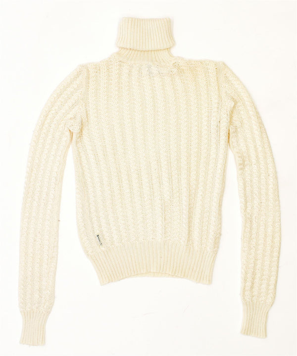 ARMANI JEANS Womens Roll Neck Jumper Sweater EU 40 Medium Off White