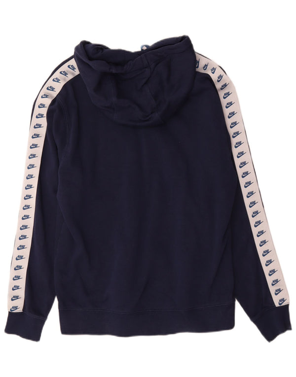 Jumper com capuz gráfico masculino Nike pequeno azul marinho colorblock algodão
