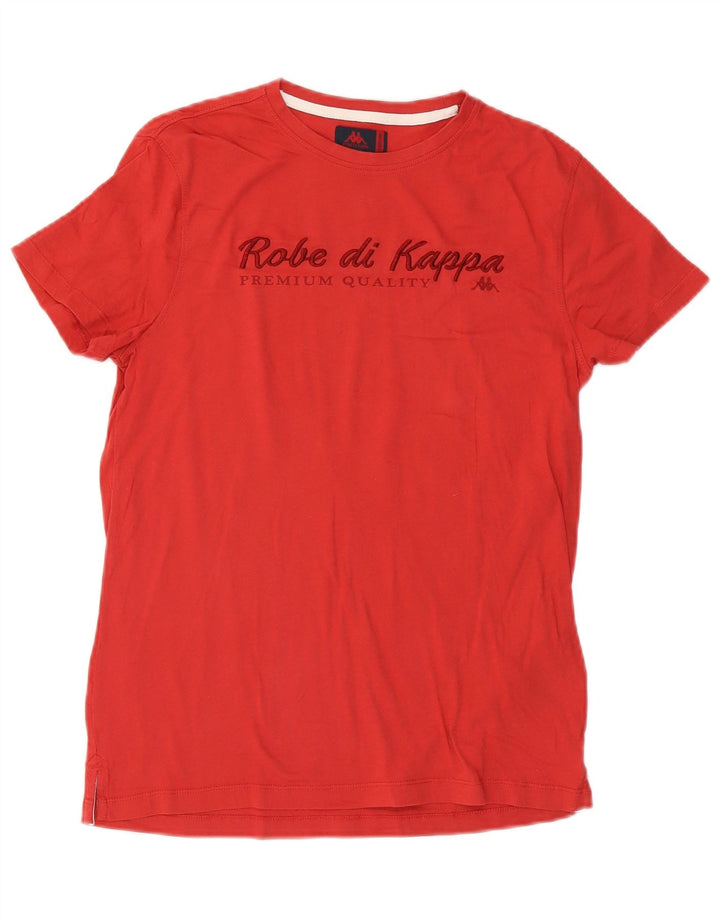 KAPPA Womens Graphic T-Shirt Top UK 12 Medium Red Cotton