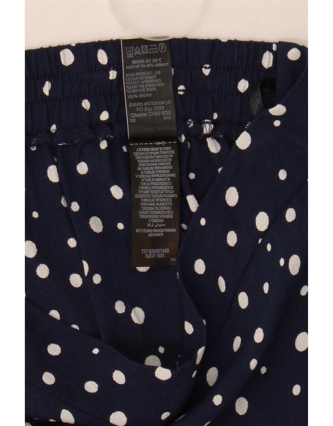 Marks & Spencer Womens Bermuda Shorts UK 12 Medium W32 Navy Blue Spotted