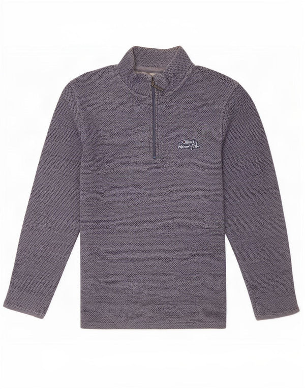 Weird Fish Mens Zip Neck Sweatshirt Jumper XL Blue Cotton