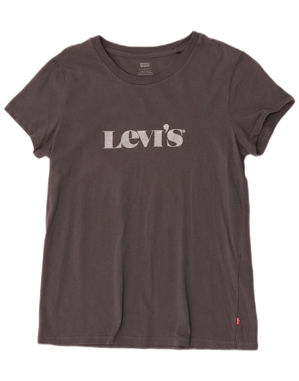 Levi's Womens Graphic T-Shirt Top UK 12 Medium Grey Cotton