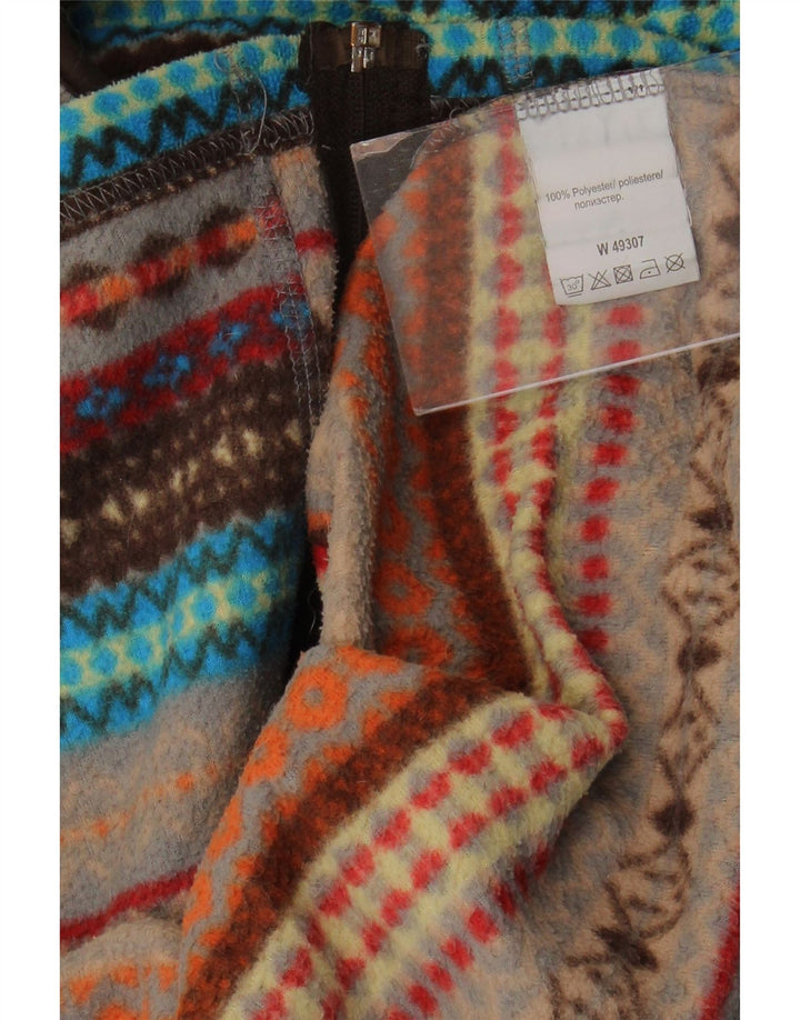 Vintage Womens Fleece Jacket UK 18 XL Brown Fair Isle Polyester