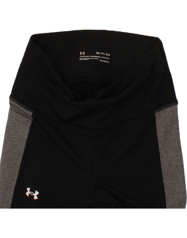 UNDER ARMOUR Womens Capri Leggings UK 6 XS  Black Colourblock Polyester Vintage Under Armour and Second-Hand Under Armour from Messina Hembry 