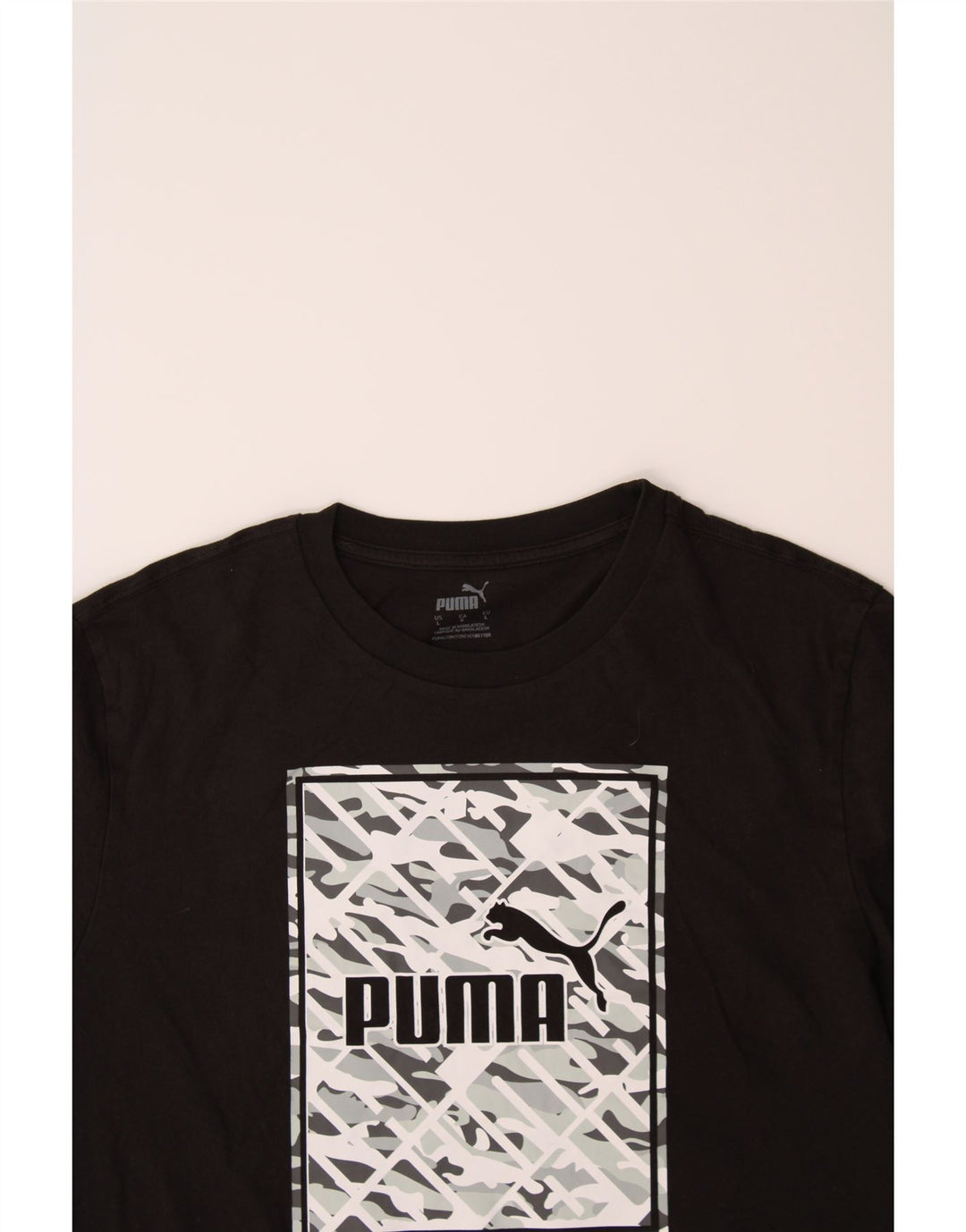 PUMA Mens Graphic T-Shirt Top Large Black Cotton Vintage Puma and Second-Hand Puma from Messina Hembry 