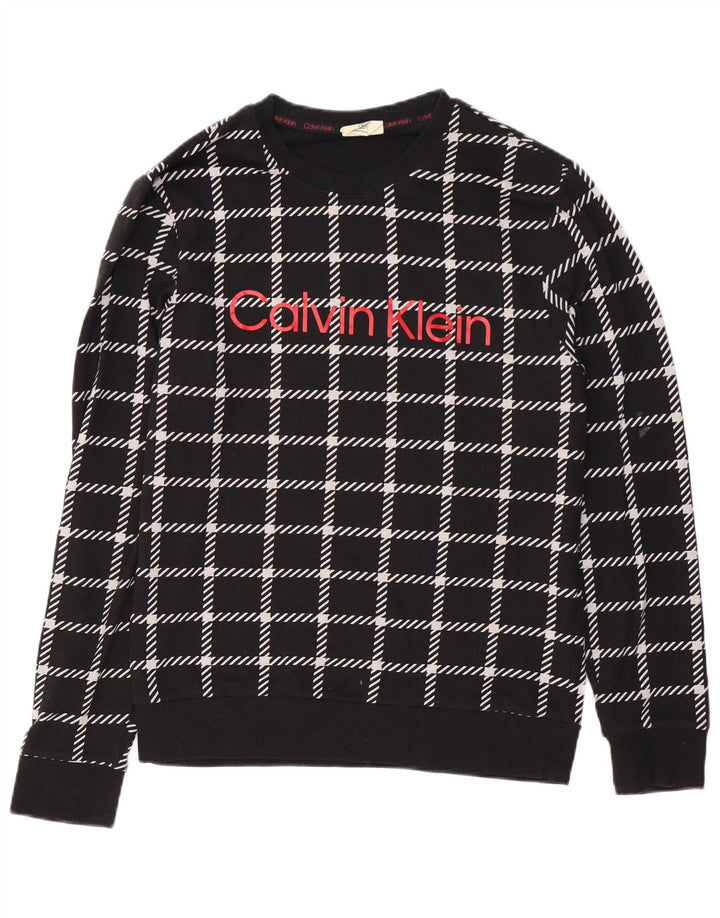 CALVIN KLEIN Felpa con grafica da uomo Maglione piccolo in cotone a quadri neri