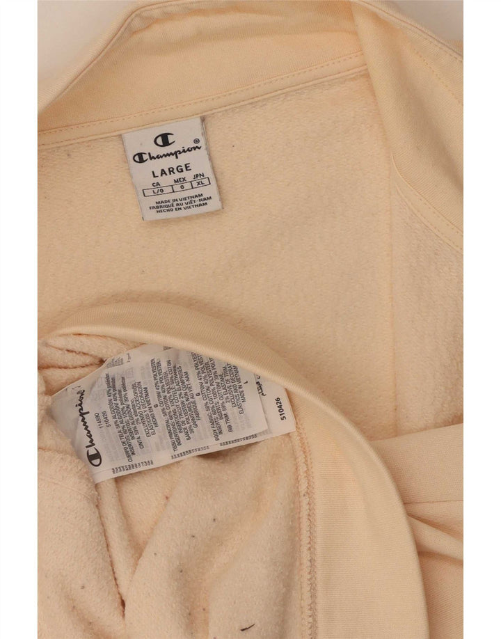 Champion Womens Tracksuit Top Jacket UK 16 Large Beige Cotton
