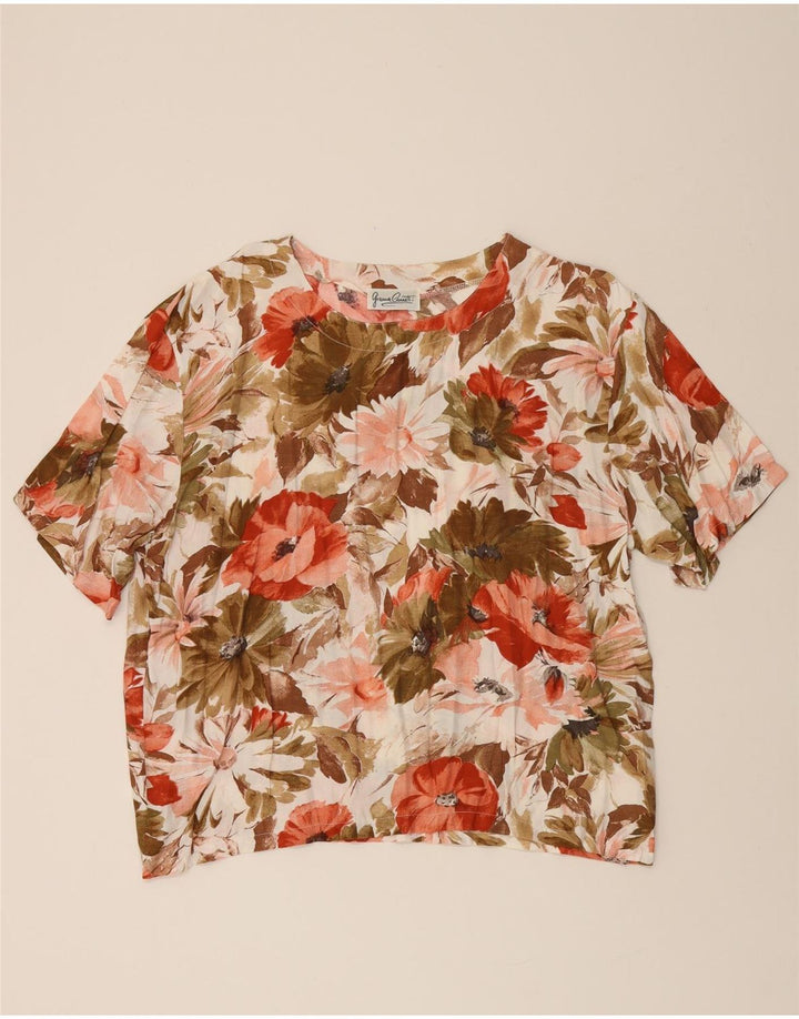 VINTAGE Womens Blouse Top UK 16 Large Multicoloured Floral Viscose Vintage Vintage and Second-Hand Vintage from Messina Hembry 