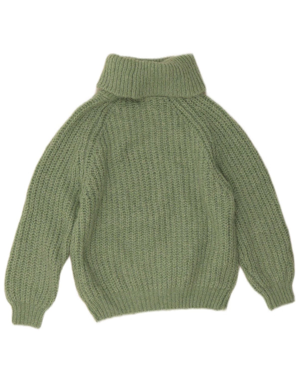 Zara Girls Roll Neck Jumper Sweater 11-12 Years Green Polyester