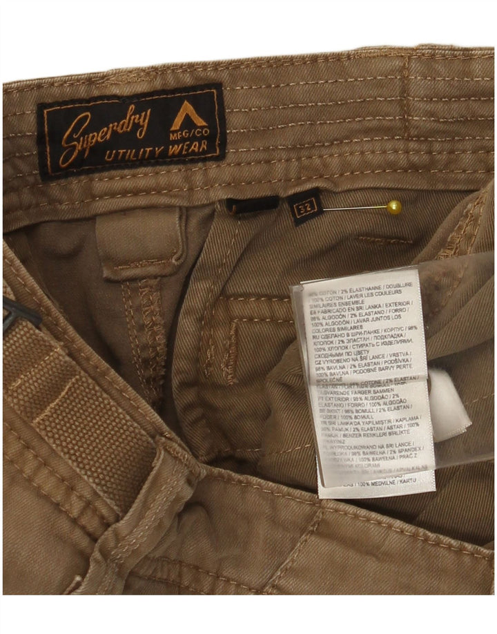 Superdry Mens Cargo Shorts W32 Medium Khaki Cotton