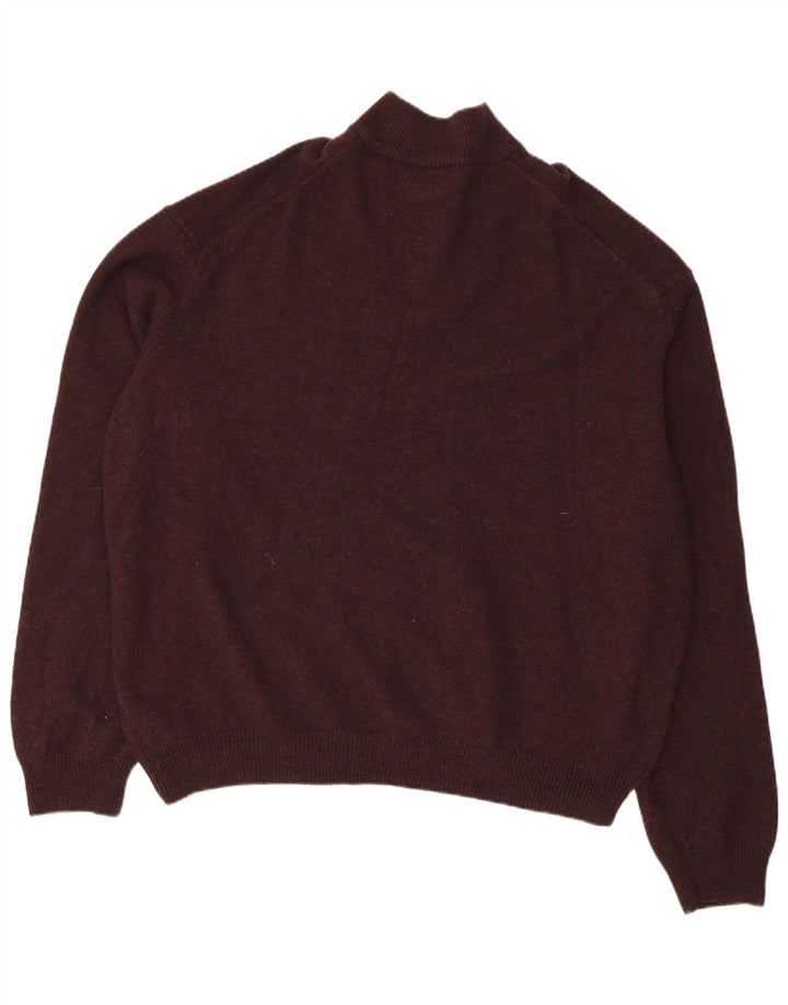 MARKS & SPENCER Mens Zip Neck Jumper Sweater 4XL Burgundy Wool
