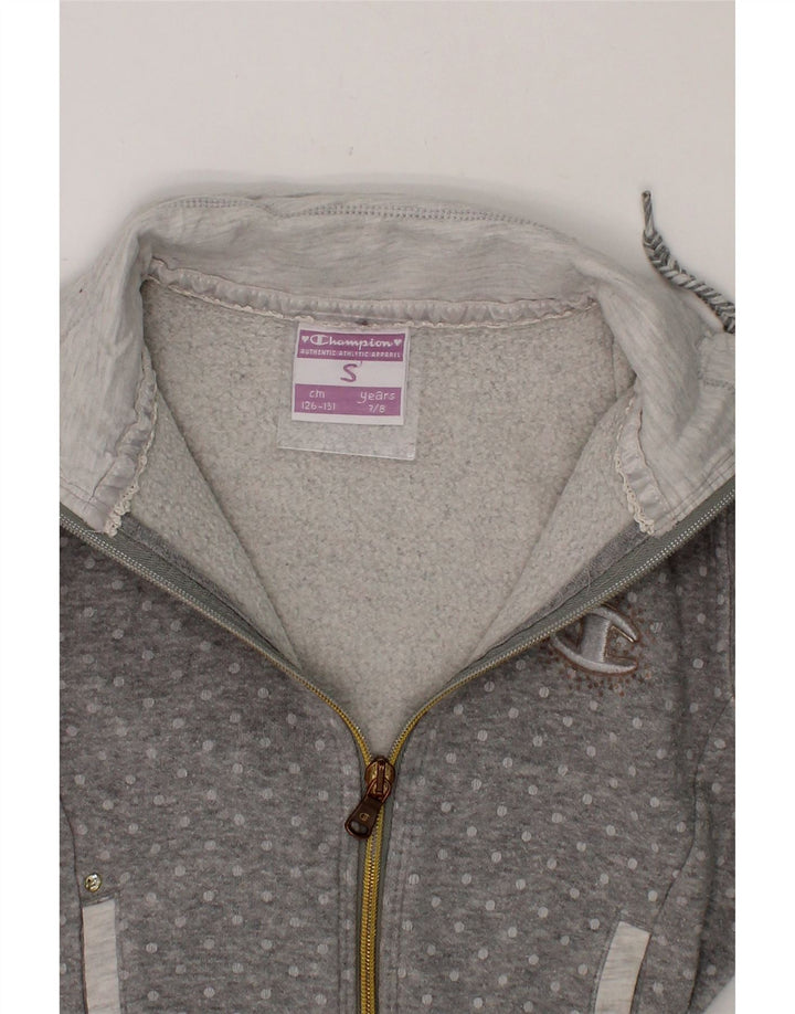 CHAMPION Girls Tracksuit Top Jacket 7-8 Year Small  Grey Spotted Vintage Champion and Second-Hand Champion from Messina Hembry 
