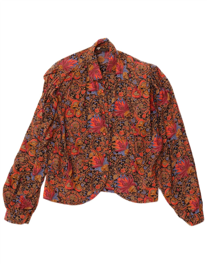 LORENA Womens Crop Shirt Blouse IT 48 XL Multicoloured Floral Viscose