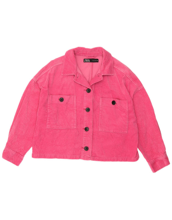 Zara Womens Oversized Corduroy Jacket UK 16 Large Pink Cotton