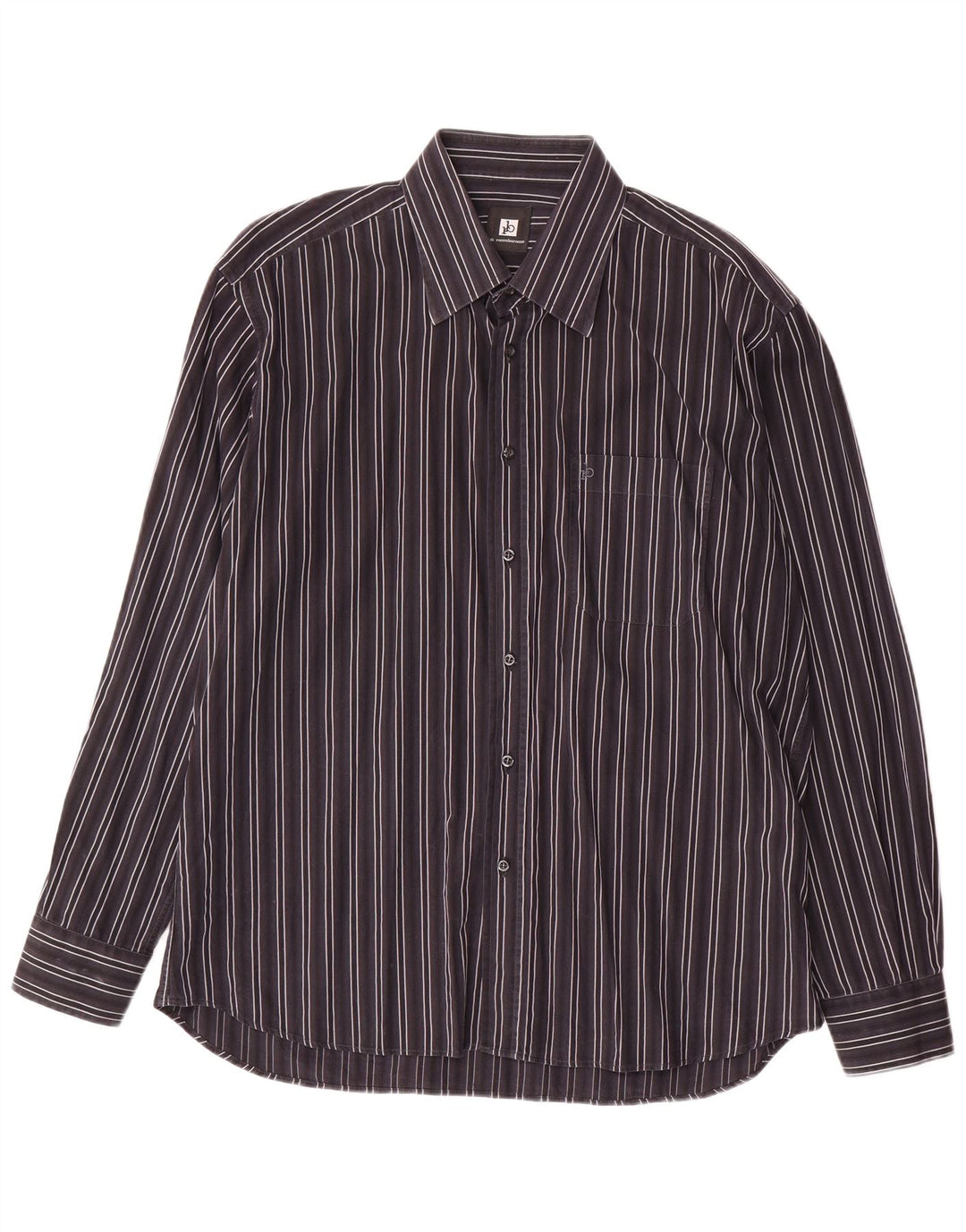 Roccobarocco Mens Shirt Size 43 17 XL Grey Striped Cotton