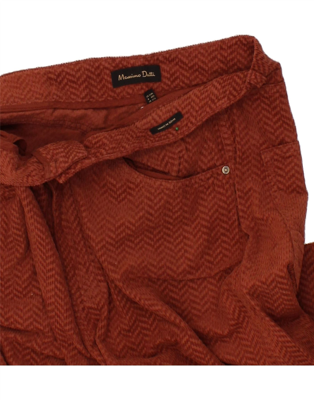 MASSIMO DUTTI Womens Casual Trousers EU 40 Medium W30 L30 Brown Chevron Vintage Massimo Dutti and Second-Hand Massimo Dutti from Messina Hembry 