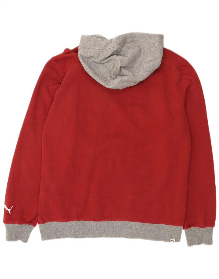 Puma Mens Graphic Hoodie Jumper Medium Red Colourblock Cotton