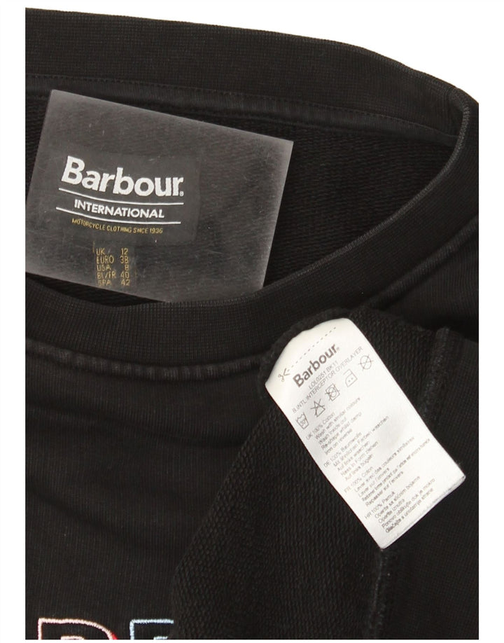 Barbour Womens Graphic Sweatshirt Jumper UK 12 Medium Black Cotton