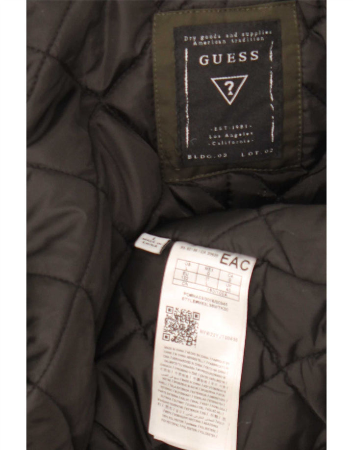 Guess Mens Military Hooded Parka Jacket UK 40 Large Khaki Polyester
