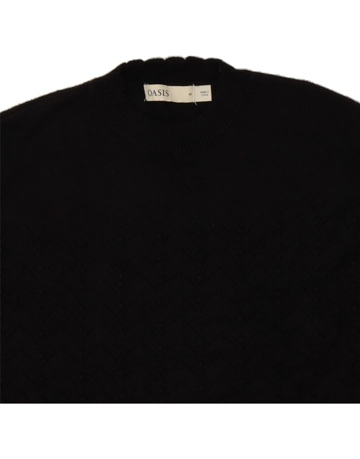 OASIS Womens Crew Neck Jumper Sweater UK 14 Medium Black Floral Vintage Oasis and Second-Hand Oasis from Messina Hembry 